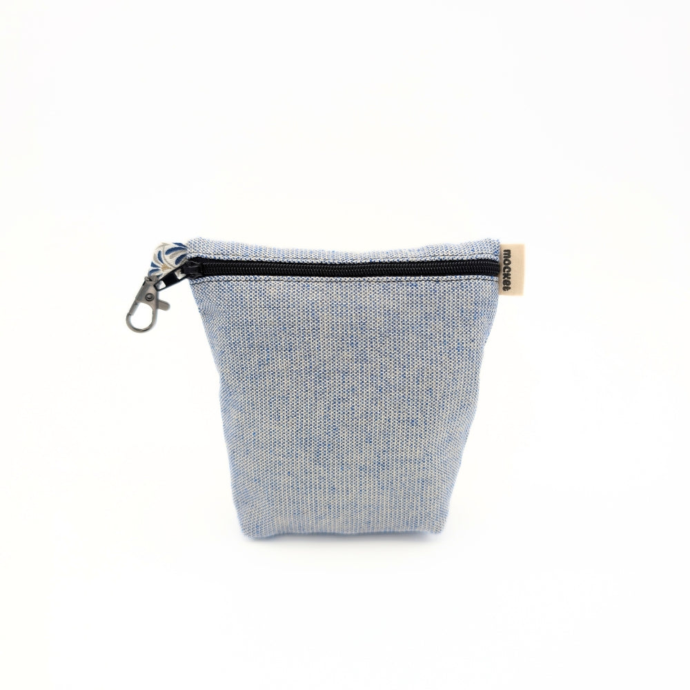 Pochette à friandises de grande taille pour chiens en coton effet lin couleur pastel bleu pailleté