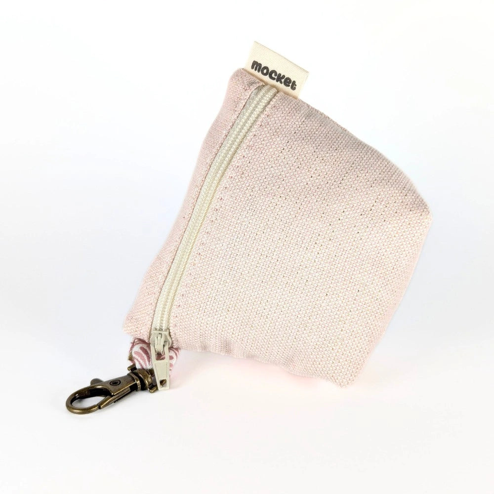 Pochette à friandises de moyenne taille pour chiens en coton effet lin couleur pastel rose pailleté