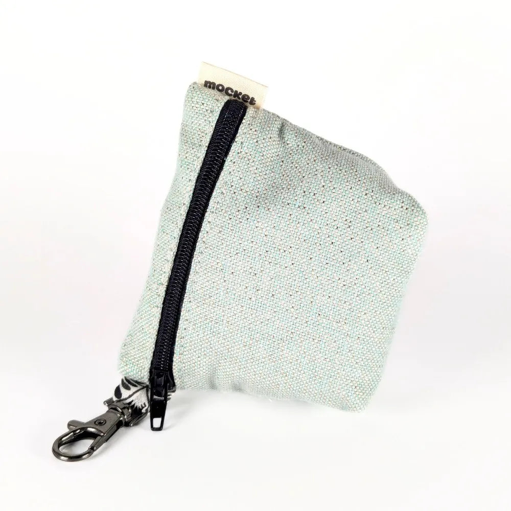 Pochette à friandises de moyenne taille pour chiens en coton effet lin couleur pastel vert pailleté