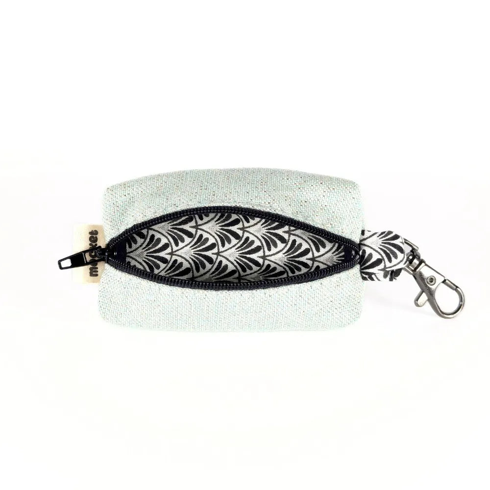 Pochette à friandises de petite taille pour chiens en coton effet lin couleur pastel vert pailleté