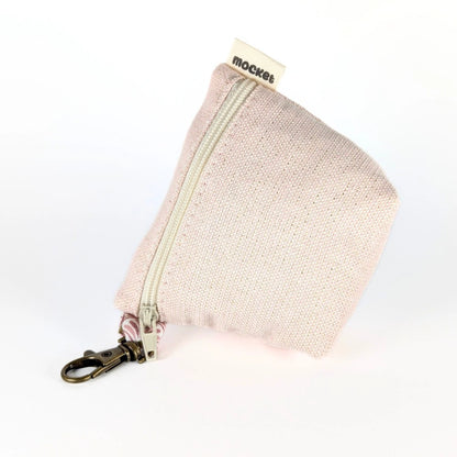 Pochette à friandises de moyenne taille pour chiens en coton effet lin couleur pastel rose pailleté