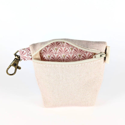 Pochette à friandises de moyenne taille pour chiens en coton effet lin couleur pastel rose pailleté