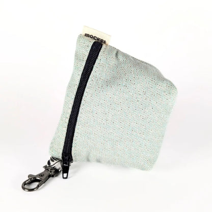 Pochette à friandises de moyenne taille pour chiens en coton effet lin couleur pastel vert pailleté