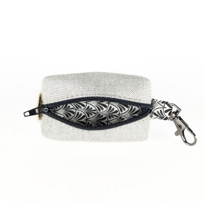 Pochette à friandises de petite taille pour chiens en coton effet lin couleur pastel gris pailleté
