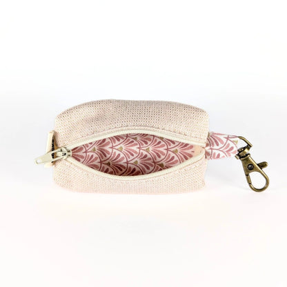 Pochette à friandises de petite taille pour chiens en coton effet lin couleur pastel rose pailleté
